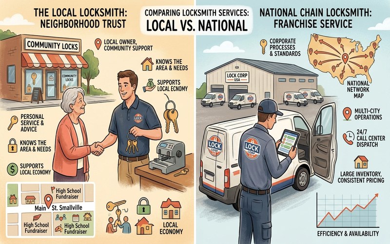 Comparison between local locksmith and national call center operator