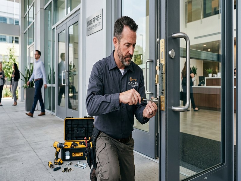 Satisfied homeowner receiving keys from verified local locksmith
