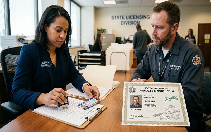 State license verification for locksmiths